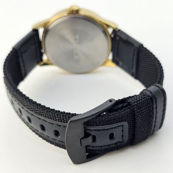 Timex Men's Easy Reader Watch 38MM Gold Case White Dial New Black Canvas Bands - Picture 11 of 15